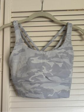 lululemon athletica Light Gray Camo Strappy Sports Bra